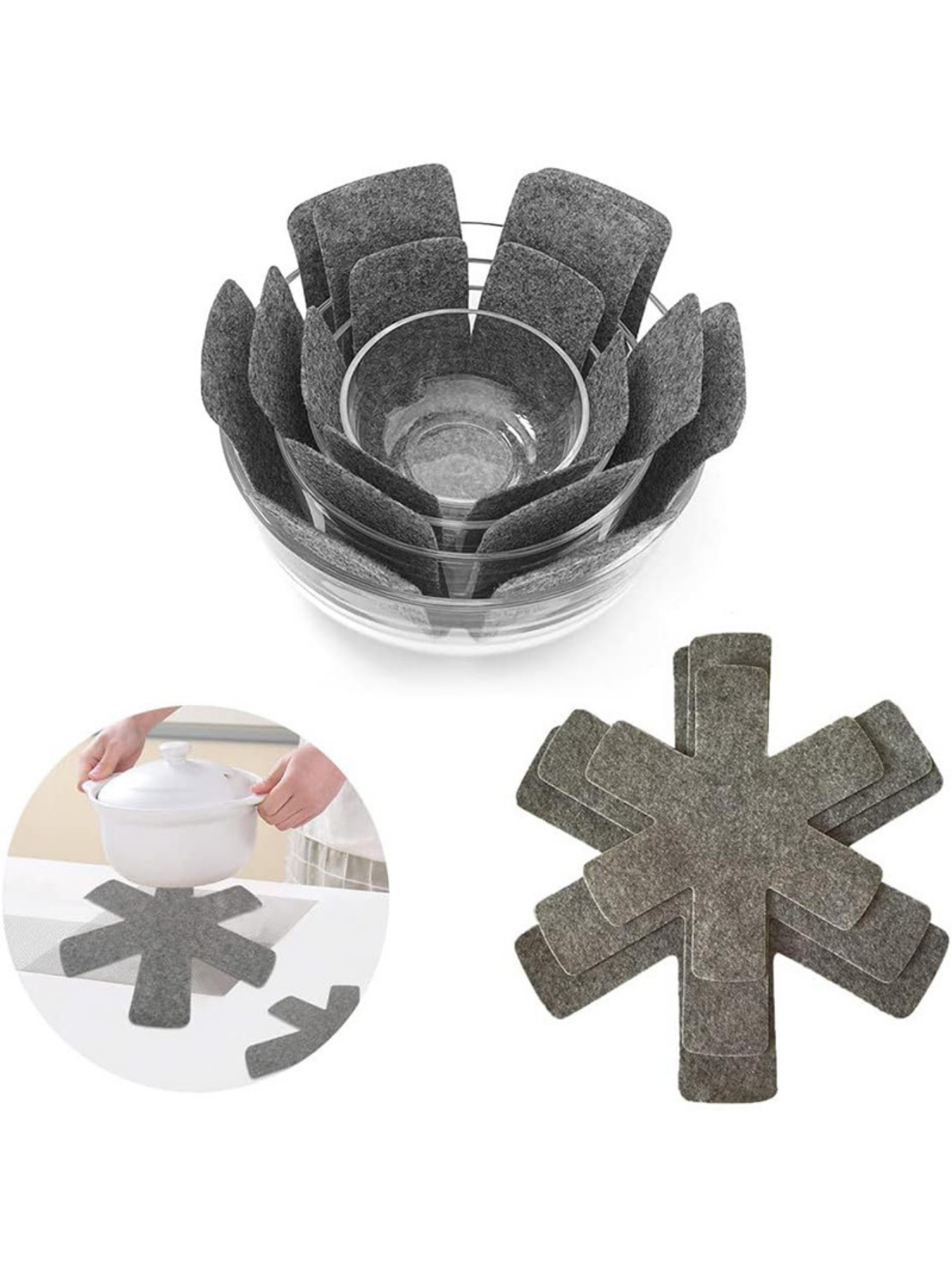 Anında Kapımda | 12’li Kalın Çizdirmez Tencere, Tava ve Borcam Koruyucu Elyaf Keçe 30x30