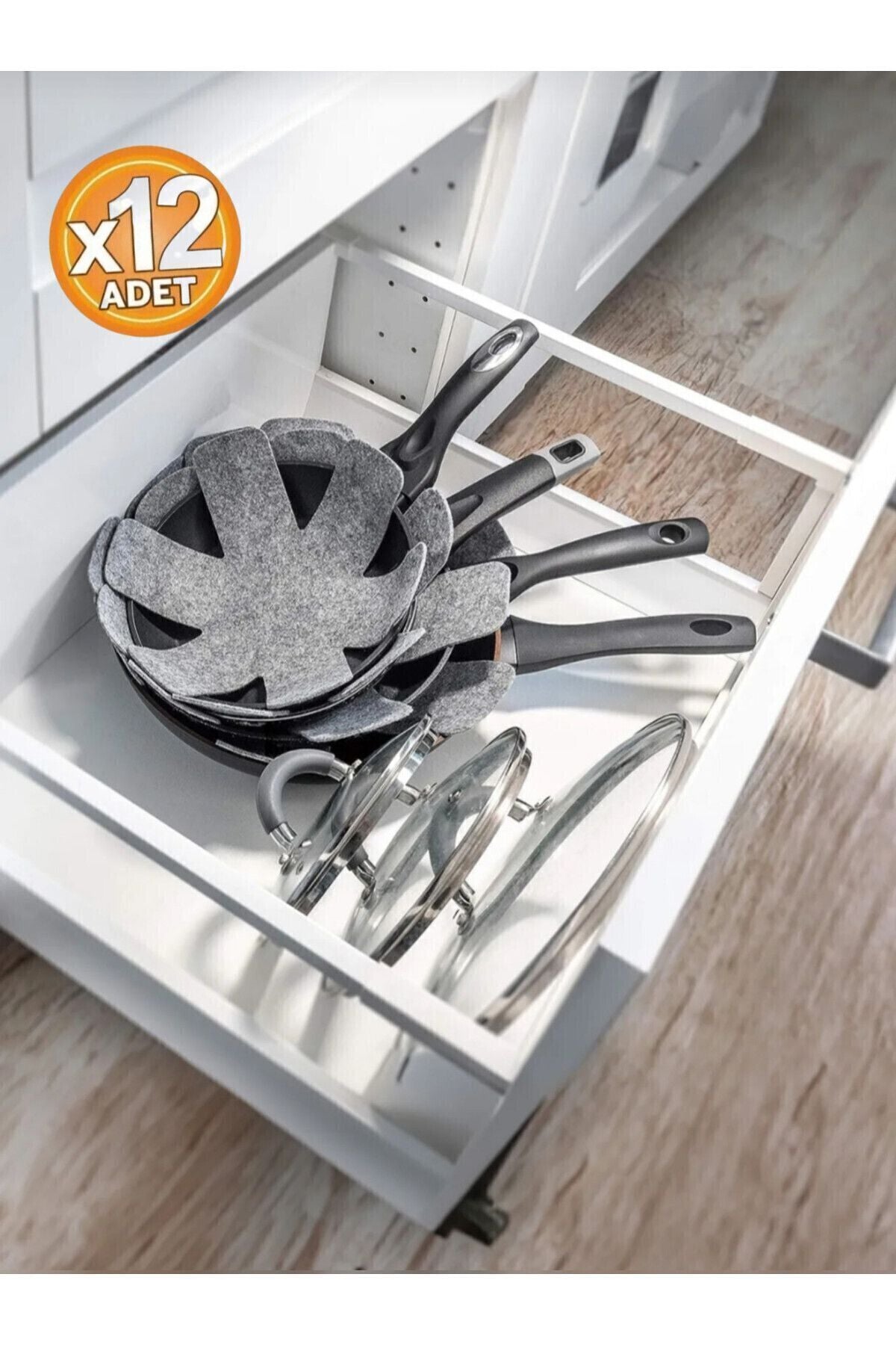 Anında Kapımda | 12’li Tava, Tencere ve Borcam Koruyucu Çizdirmez Elyaf Keçe 30x30