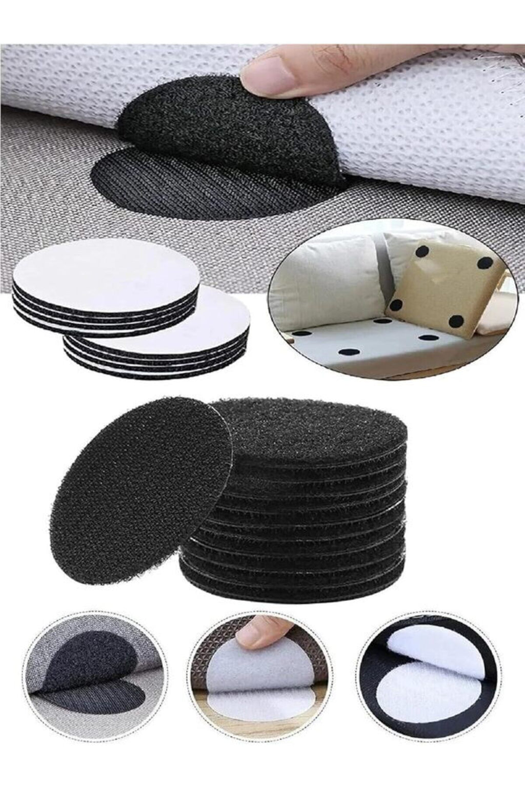 Anında Kapımda | 10’lu Halı Kilim Koltuk Örtüsü Kaydırmaz Sabitleyici Ped – Yıkanabilir ve Kendinden Yapışkanlı Cırt Set