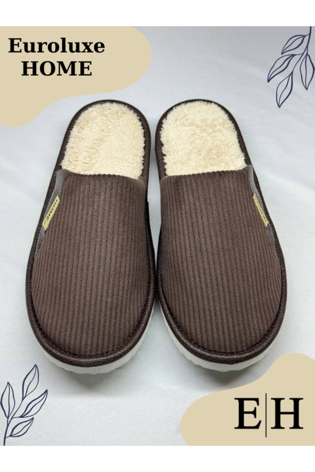 Anında Kapımda | Unisex Kadife Deri Detaylı EVA Taban Ev Terliği – Rahat, Hafif ve Şık Tasarım