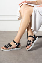 Anında Kapımda | Kadın Yazlık Tokalı Rahat Örgü Sandalet Terlik – Hafif Günlük Ayakkabı Modeli