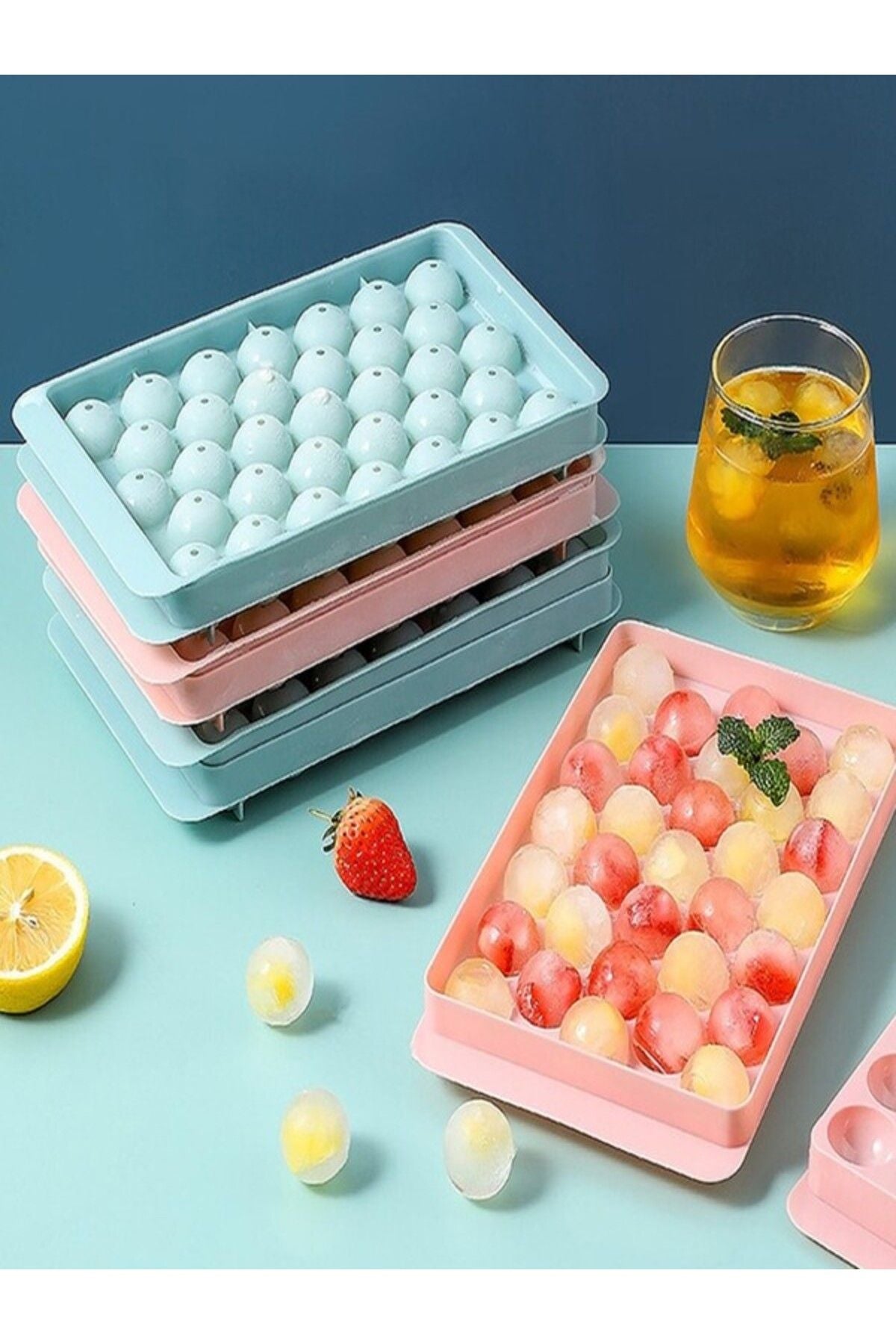 Anında Kapımda | 33’lü Küre Yuvarlak Buz Kalıbı – Pratik ve Şık Küre Buzluk ile İçecek Topları