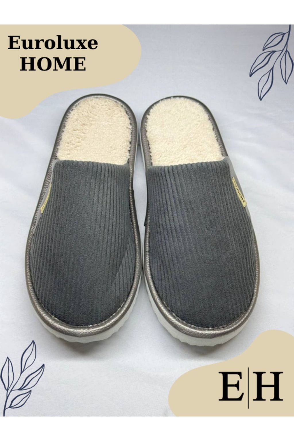 Anında Kapımda | Unisex Kadife Deri Detaylı EVA Taban Ev Terliği – Rahat, Hafif ve Şık Tasarım