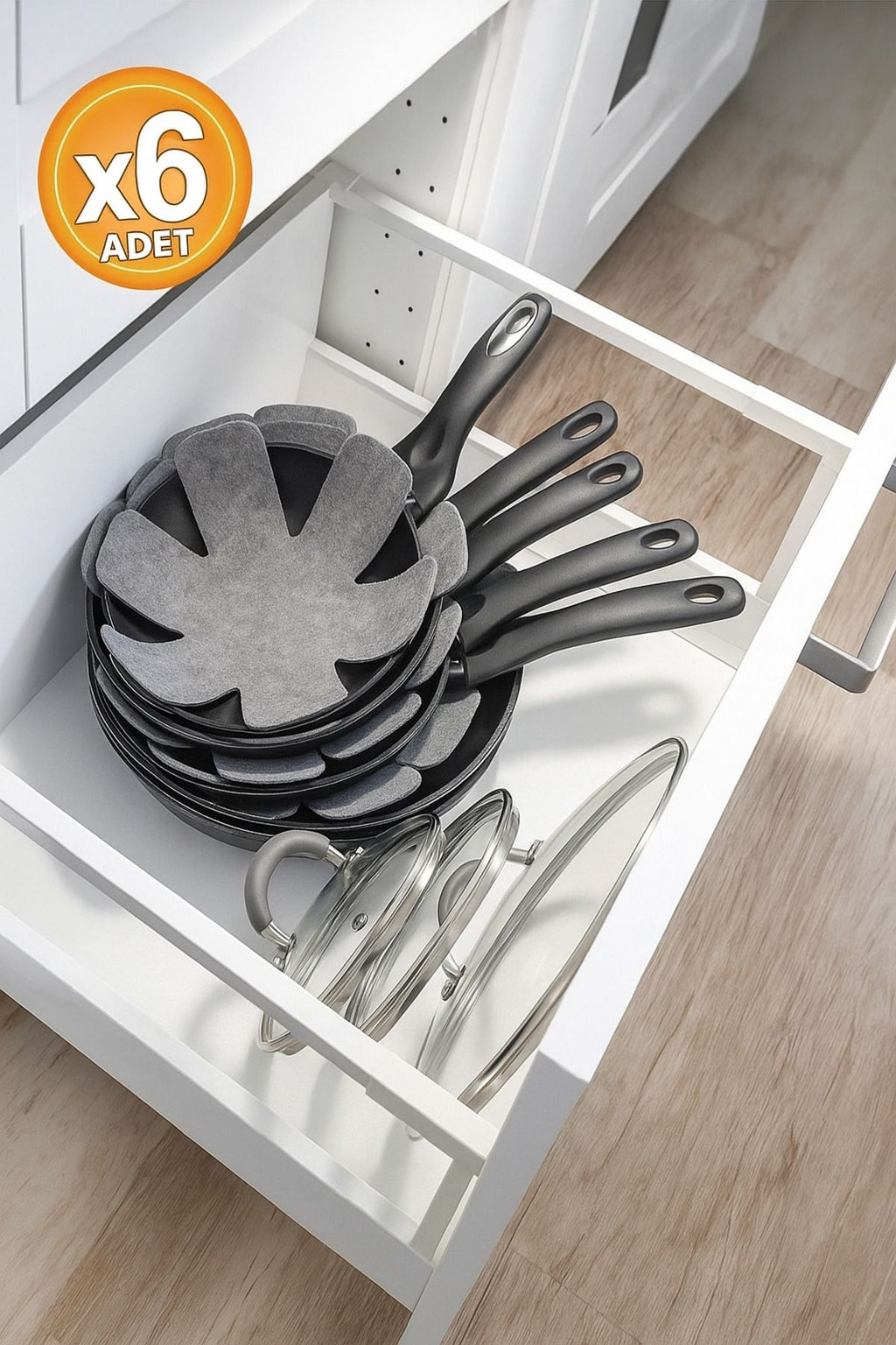 Anında Kapımda | 6’lı Tava, Tencere ve Borcam Koruyucu Çizdirmez Elyaf Keçe 30x30