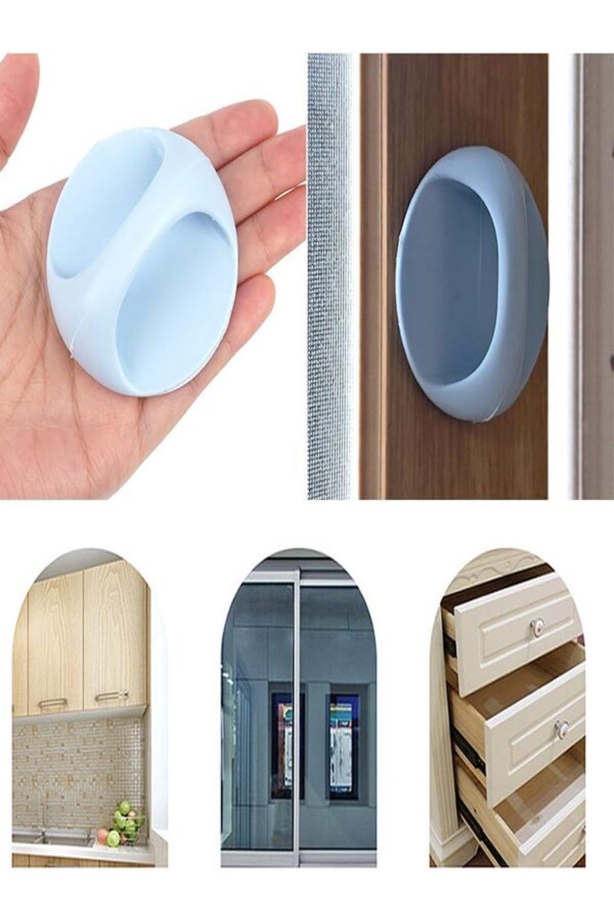 Anında Kapımda | Çok Amaçlı Kendinden Yapışkanlı Dolap, Çekmece ve Gardırop Kulp – Pratik Plastik Açma Kolu