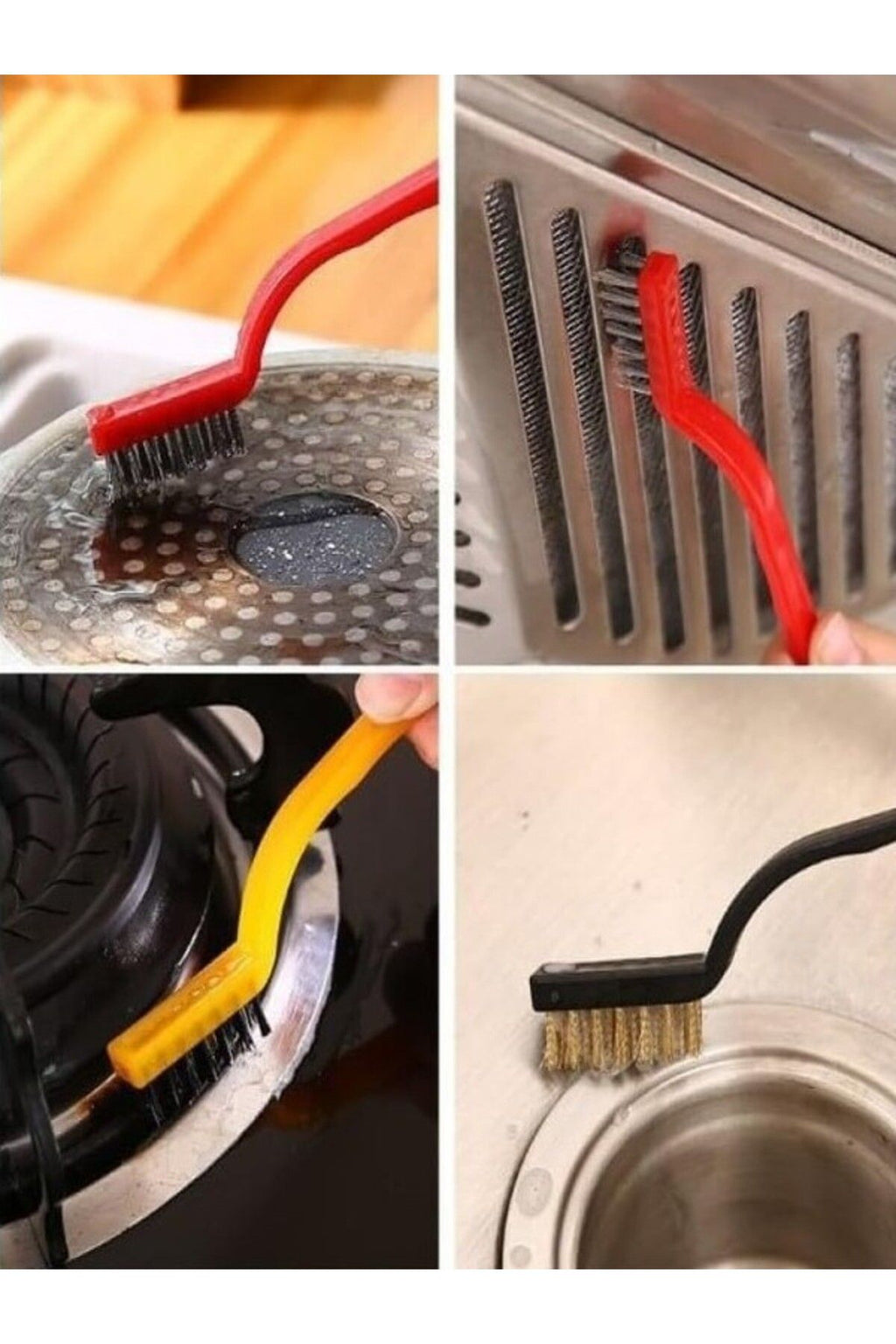 Anında Kapımda | 3’lü Tel Fırça Seti – Aspiratör, Ocak, Banyo, Musluk, Duşakabin, Lavabo ve Fırın Temizlik Fırçası