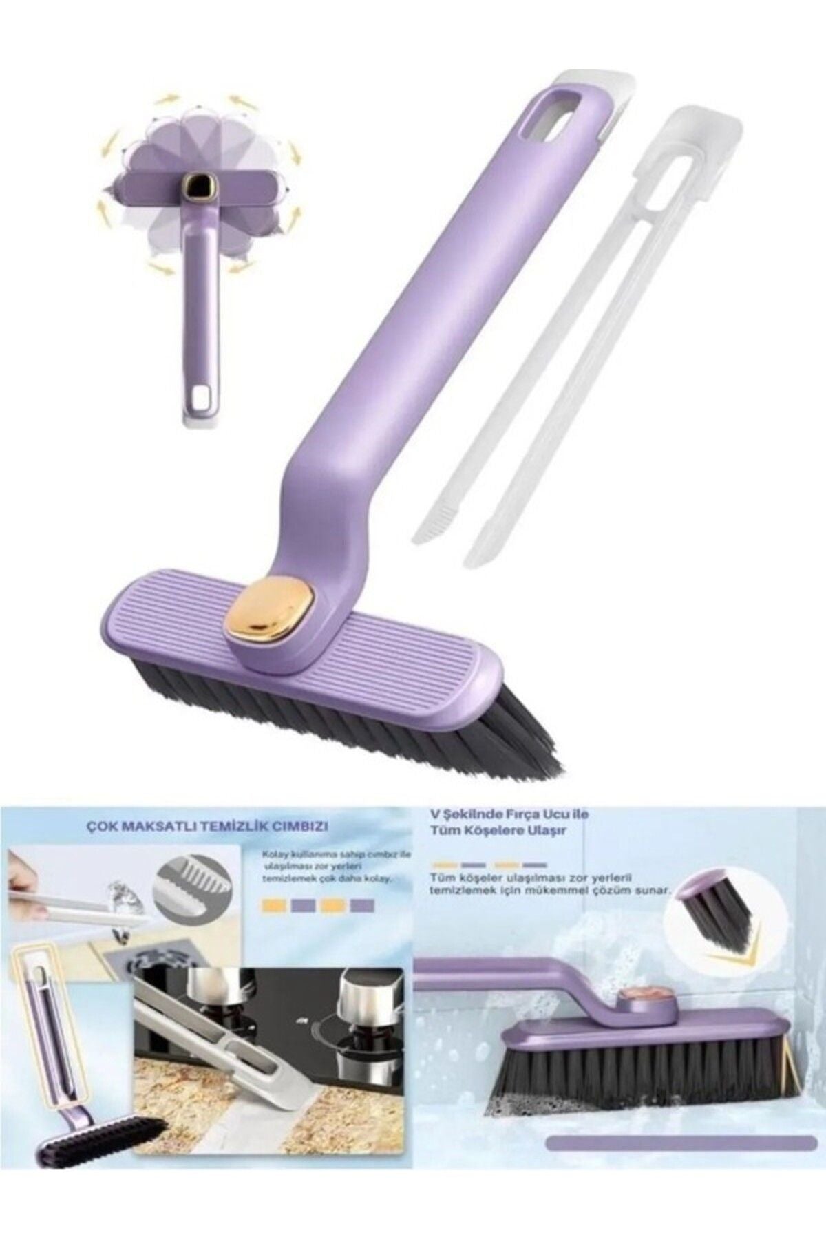 Anında Kapımda | 360 Derece Döner Başlıklı Temizlik Fırçası – Cımbızlı Dar Alan Mutfak ve Banyo Temizlik Fırçası