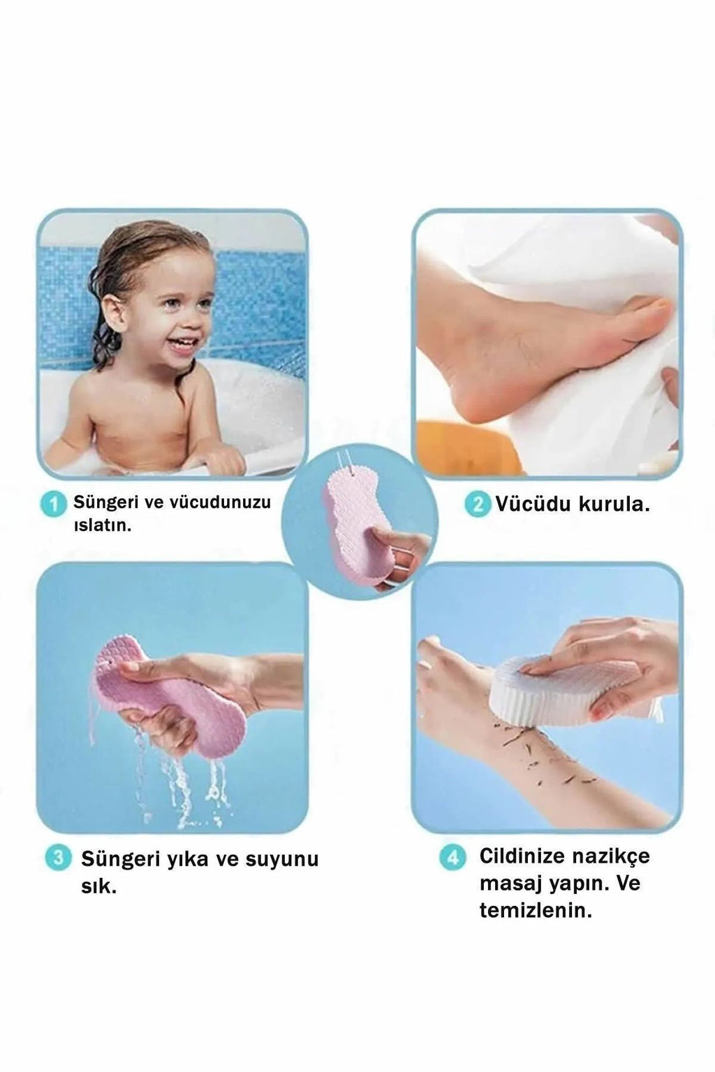 Anında Kapımda | Bebek Banyo Ölü Deri Sökücü Sünger – Yoğun Peeling ve Masaj Duş Süngeri