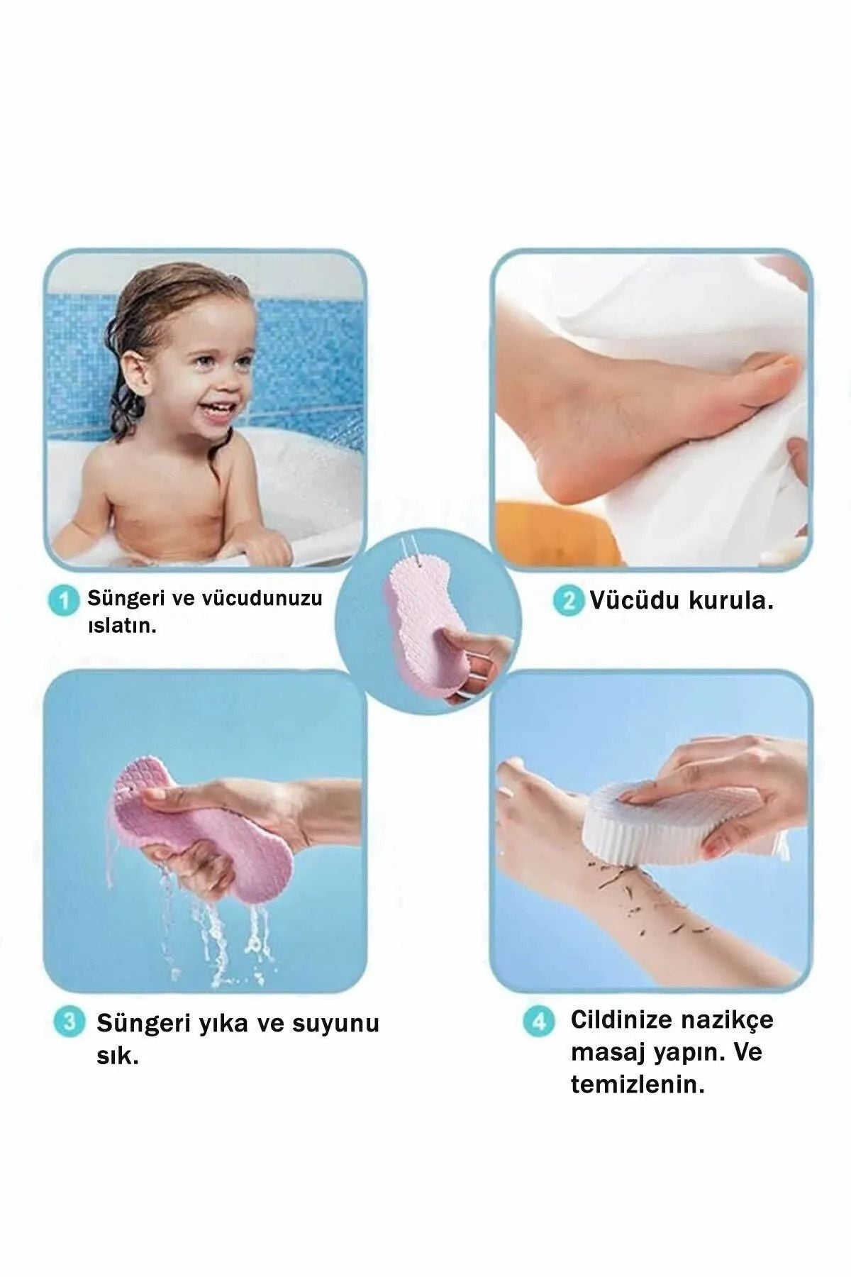 Anında Kapımda | Bebek Banyo Ölü Deri Sökücü Sünger – Yoğun Peeling ve Masaj Duş Süngeri