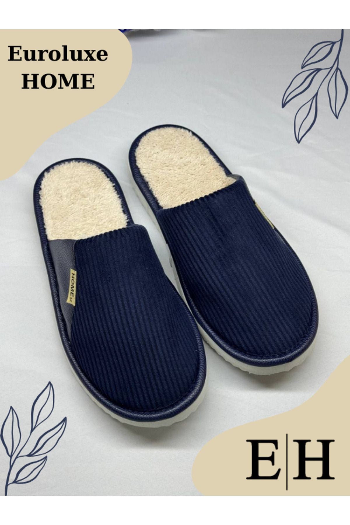 Anında Kapımda | Unisex Kadife Deri Detaylı EVA Taban Ev Terliği – Rahat, Hafif ve Şık Tasarım