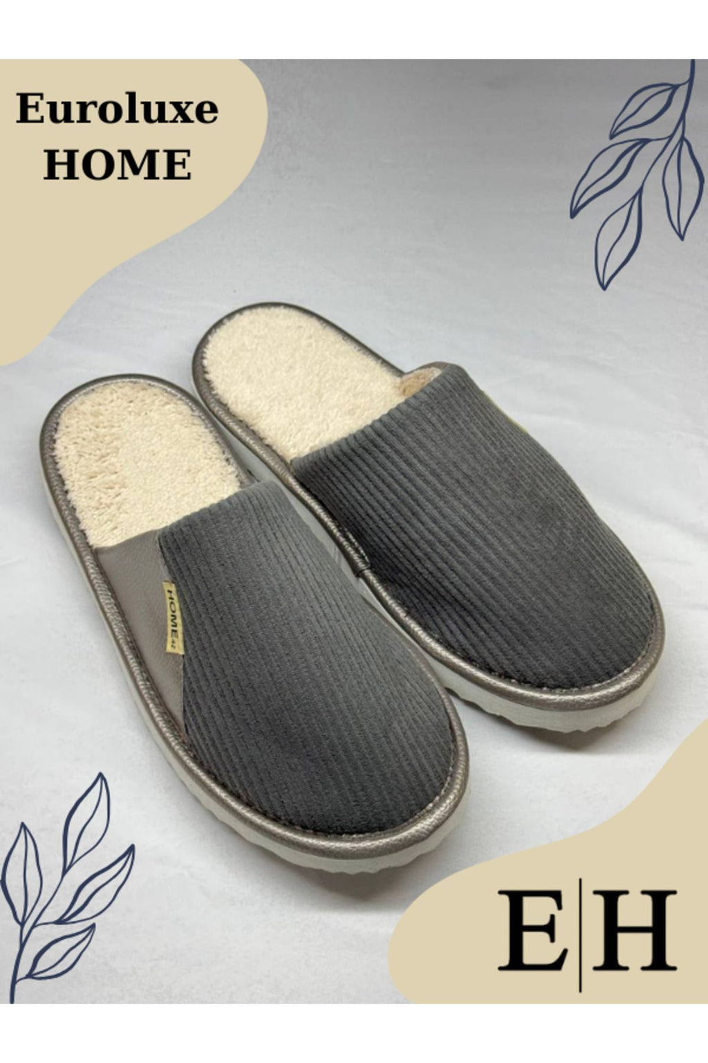 Anında Kapımda | Unisex Kadife Deri Detaylı EVA Taban Ev Terliği – Rahat, Hafif ve Şık Tasarım