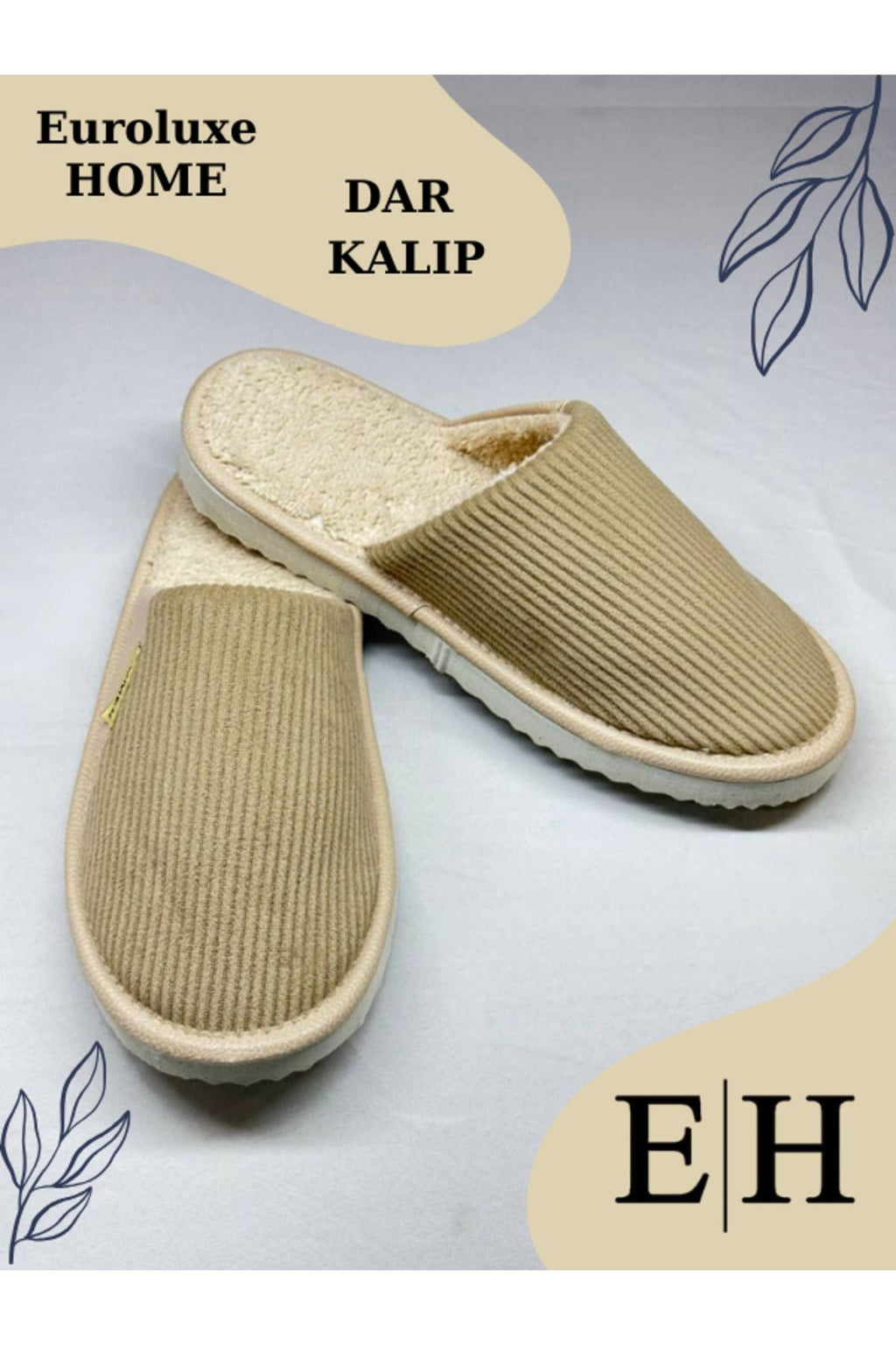 Anında Kapımda | Unisex Kadife Deri Detaylı EVA Taban Ev Terliği – Rahat, Hafif ve Şık Tasarım