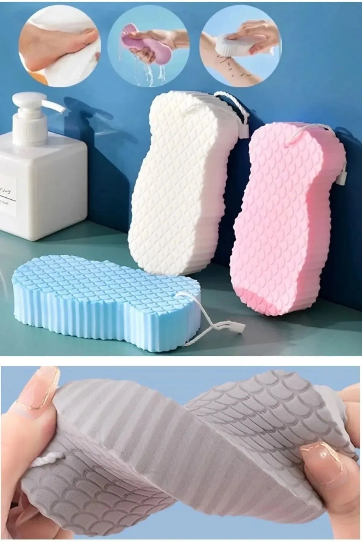 Anında Kapımda | Bebek Banyo Ölü Deri Sökücü Sünger – Yoğun Peeling ve Masaj Duş Süngeri