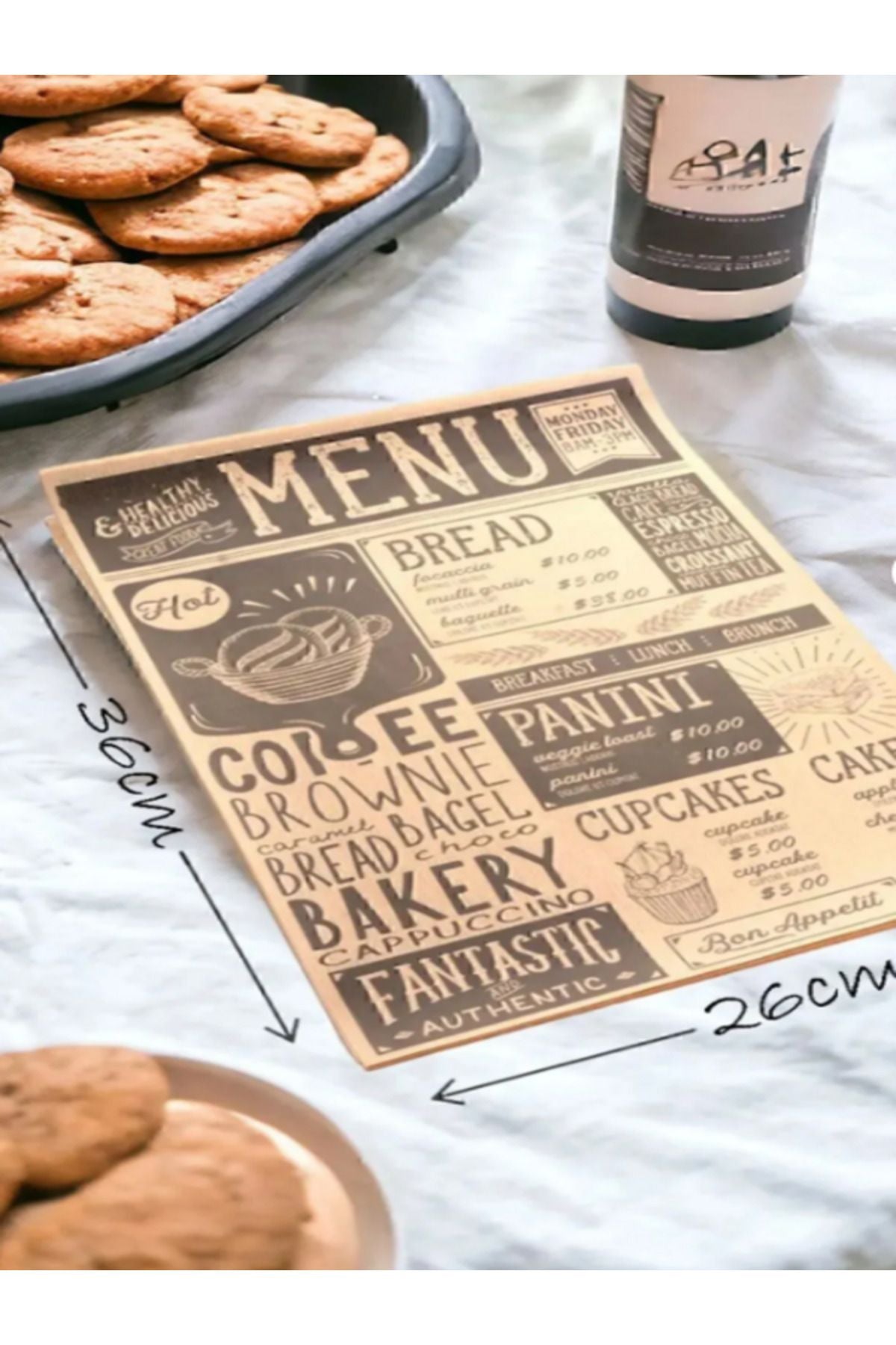 Anında Kapımda | 50’li Vintage Gazete Desenli Yağlı Kağıt – Kendinden Desenli Mutfak Sunum ve Pişirme Kağıdı