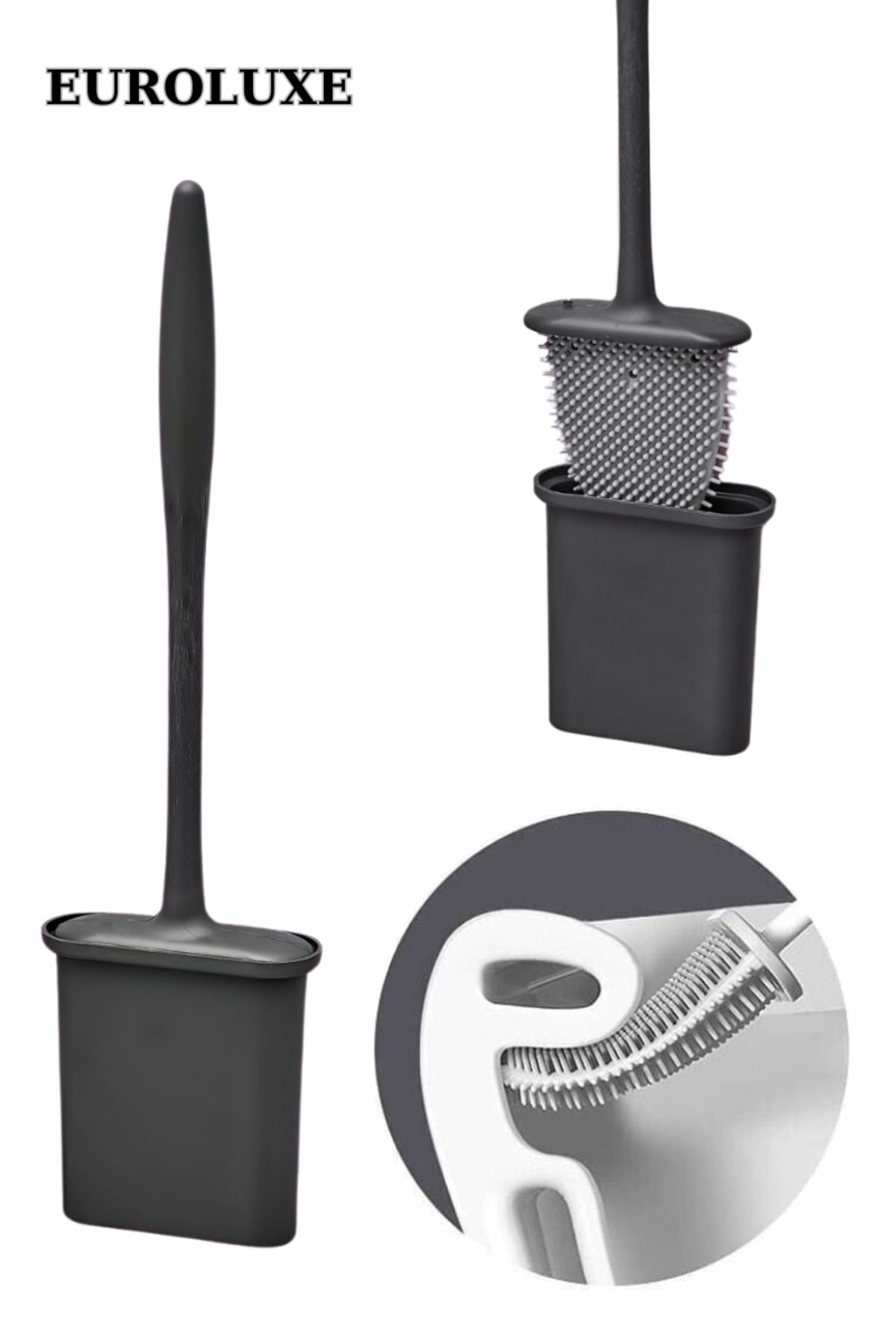 Anında Kapımda | Silikon Tuvalet Fırçası Seti – Bükülebilir, Pratik WC ve Klozet Temizlik Fırçası