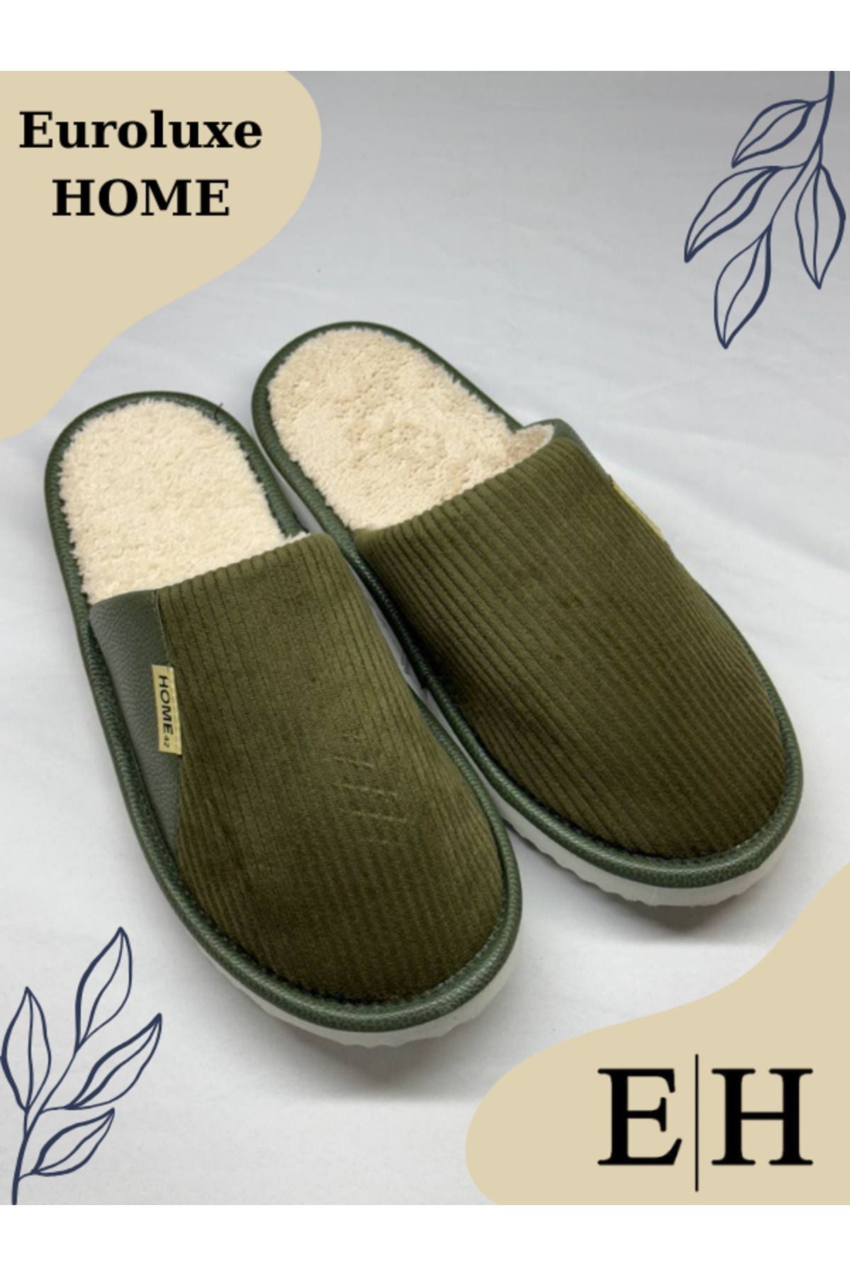 Anında Kapımda | Unisex Kadife Deri Detaylı EVA Taban Ev Terliği – Rahat, Hafif ve Şık Tasarım