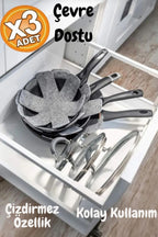 Anında Kapımda | 3’lü Tava, Tencere ve Borcam Koruyucu Çizdirmez Elyaf Keçe 30x30