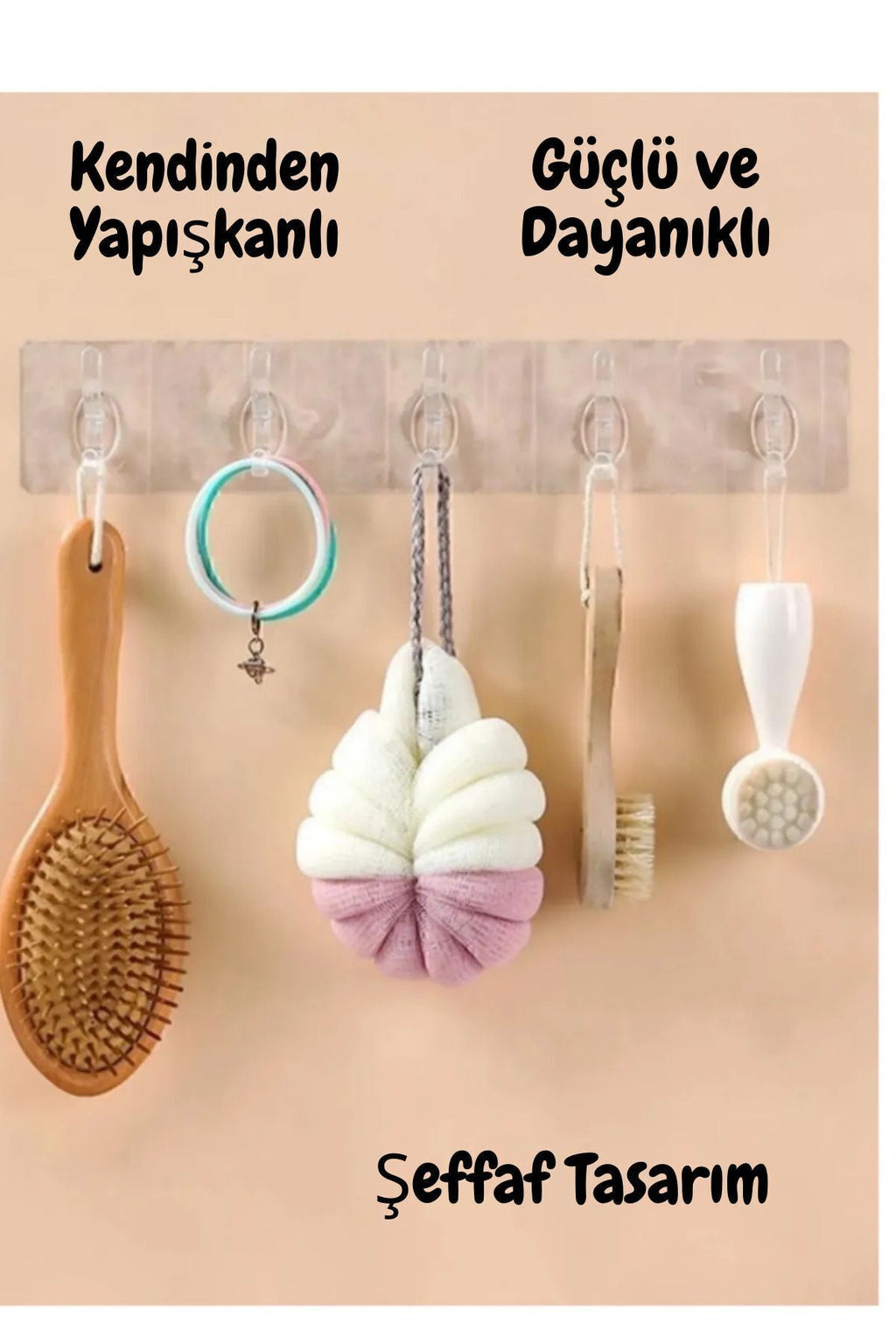 Anında Kapımda | 5’li Kendinden Yapışkanlı Güçlü Silikon Şeffaf Askılık – Kapı Arkası, Mutfak, Banyo, Duvar Askı