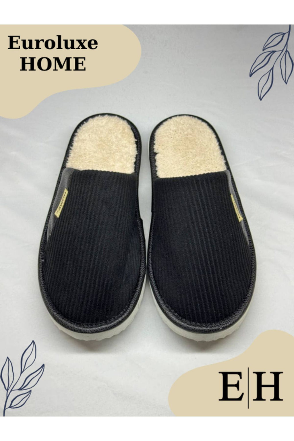 Anında Kapımda | Unisex Kadife Deri Detaylı EVA Taban Ev Terliği – Rahat, Hafif ve Şık Tasarım