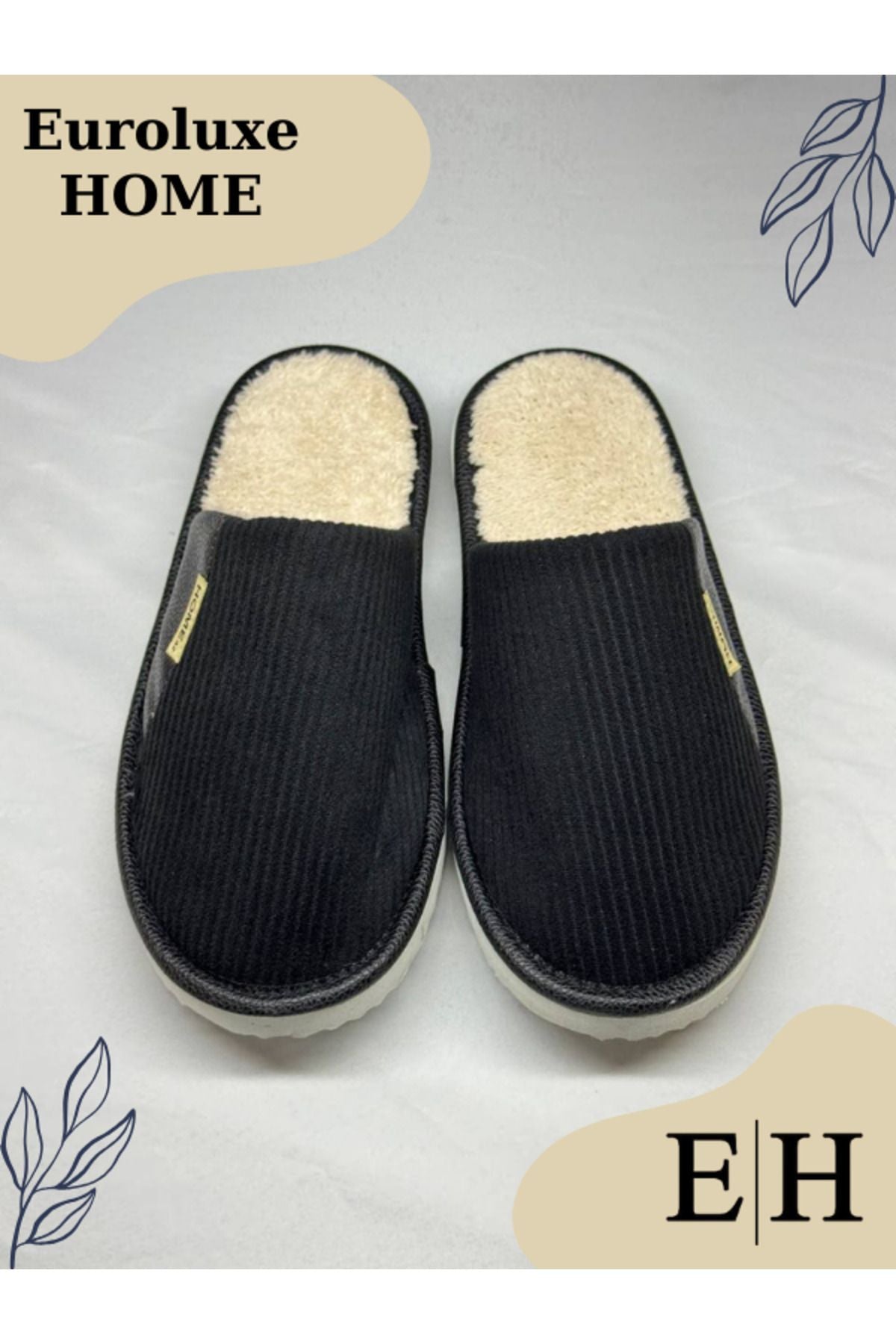 Anında Kapımda | Unisex Kadife Deri Detaylı EVA Taban Ev Terliği – Rahat, Hafif ve Şık Tasarım