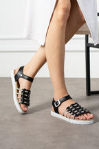 Anında Kapımda | Kadın Yazlık Tokalı Rahat Örgü Sandalet Terlik – Hafif Günlük Ayakkabı Modeli