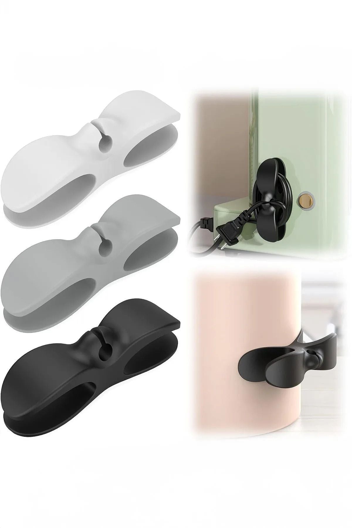 Anında Kapımda | 3’lü Yapışkanlı Kablo Sabitleyici Düzenleyici Çok Amaçlı Kablo Tutucu Toparlayıcı