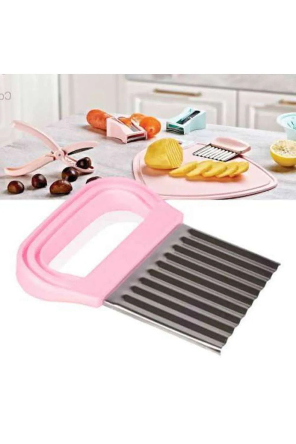 Anında Kapımda | Cips Patates Doğrayıcı Chips Chopper Şekilli Sebze Meyve Dilimleyici Bıçak Hamur Kesici Paslanmaz