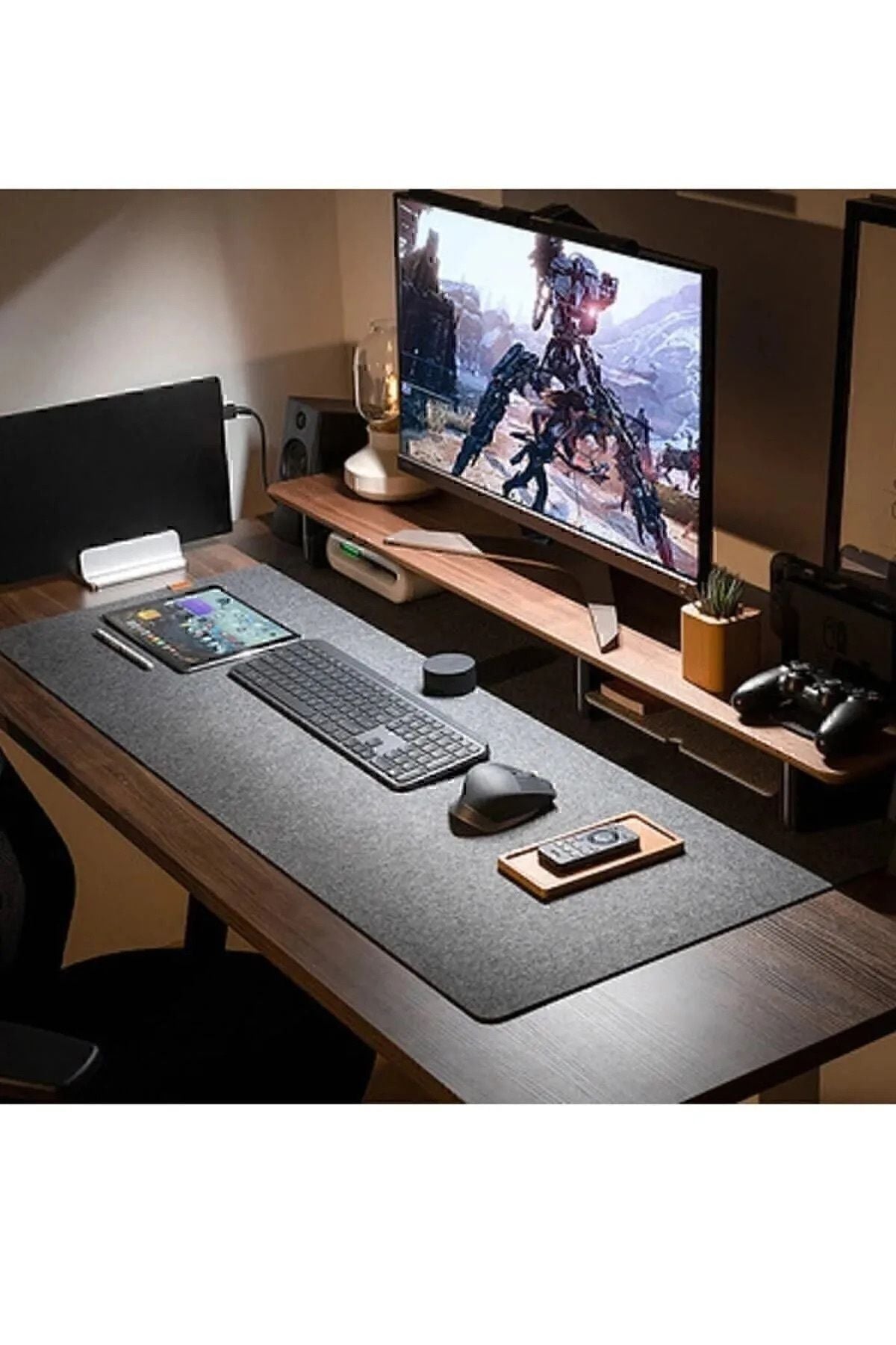 Anında Kapımda | Keçe Oyuncu Mouse Pad ve Masa Üstü Düzenleyici Mat – 50x100 cm Büyük Boy Çalışma Masası Organizeri