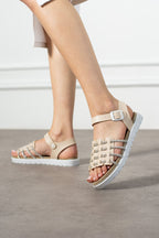 Anında Kapımda | Kadın Yazlık Tokalı Rahat Örgü Sandalet Terlik – Hafif Günlük Ayakkabı Modeli