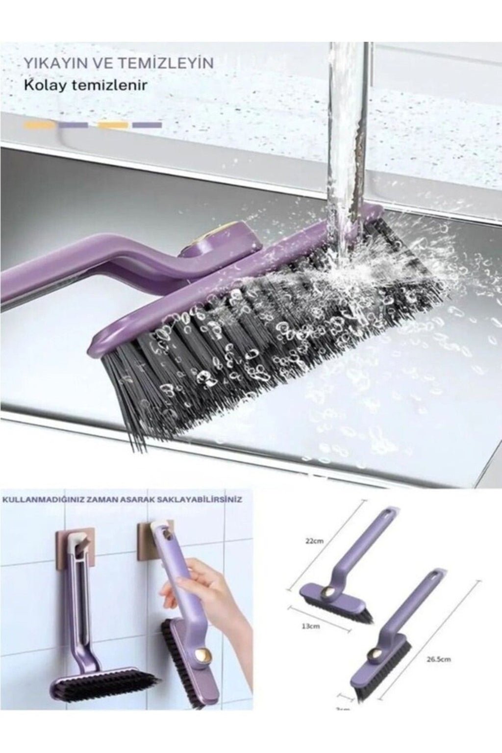 Anında Kapımda | 360 Derece Döner Başlıklı Temizlik Fırçası – Cımbızlı Dar Alan Mutfak ve Banyo Temizlik Fırçası
