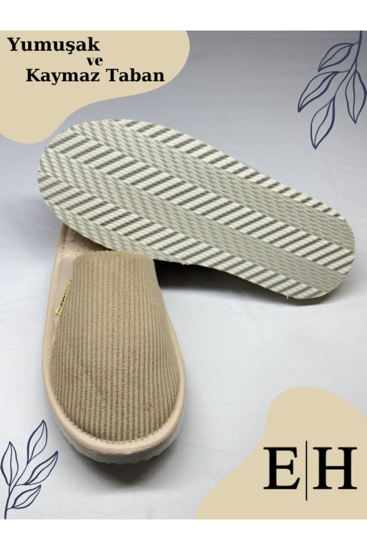 Anında Kapımda | Unisex Kadife Deri Detaylı EVA Taban Ev Terliği – Rahat, Hafif ve Şık Tasarım