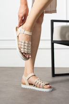 Anında Kapımda | Kadın Yazlık Tokalı Rahat Örgü Sandalet Terlik – Hafif Günlük Ayakkabı Modeli