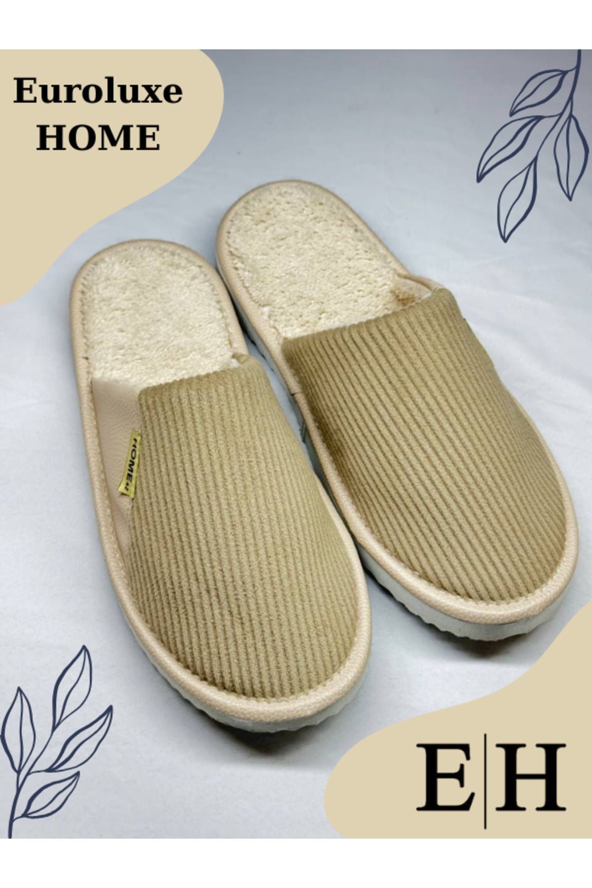 Anında Kapımda | Unisex Kadife Deri Detaylı EVA Taban Ev Terliği – Rahat, Hafif ve Şık Tasarım