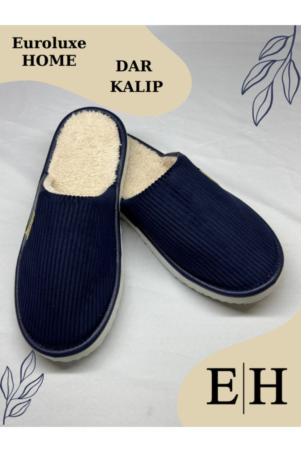 Anında Kapımda | Unisex Kadife Deri Detaylı EVA Taban Ev Terliği – Rahat, Hafif ve Şık Tasarım