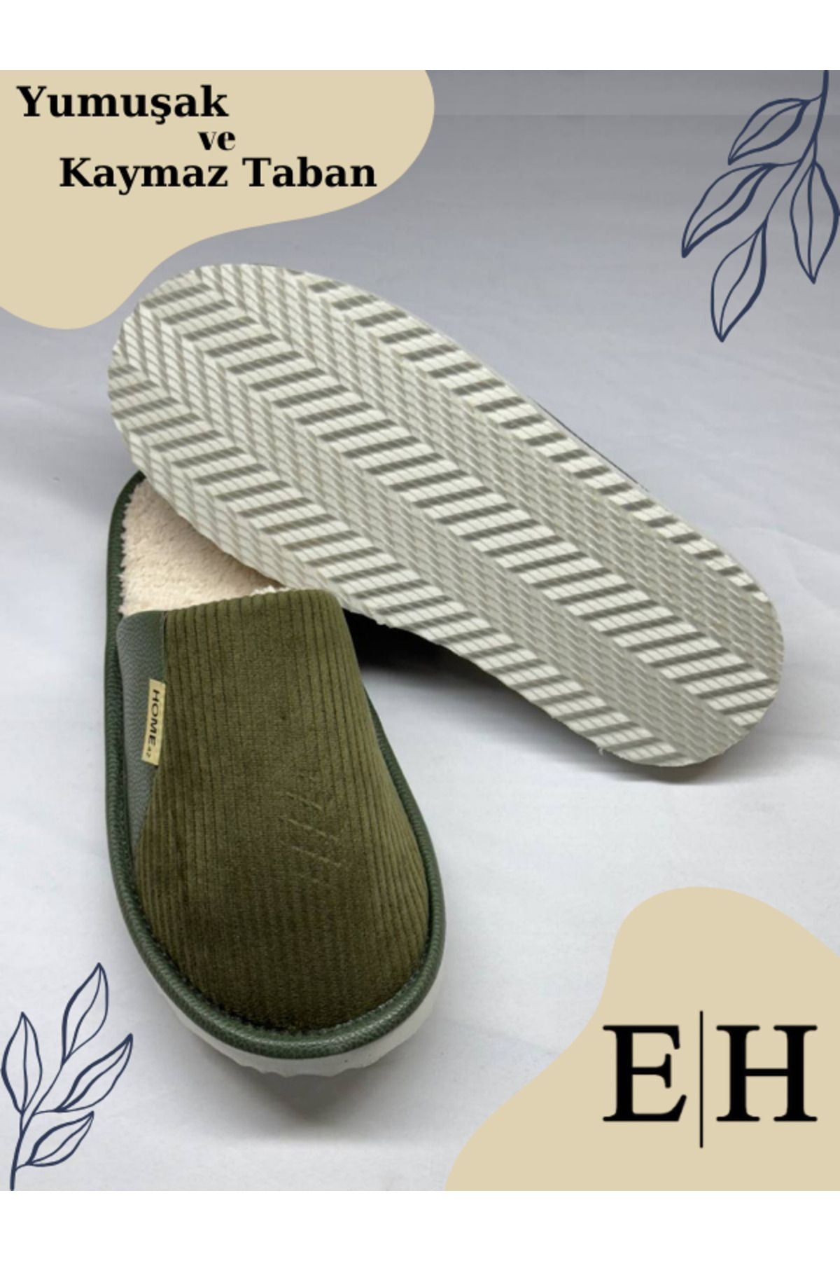 Anında Kapımda | Unisex Kadife Deri Detaylı EVA Taban Ev Terliği – Rahat, Hafif ve Şık Tasarım