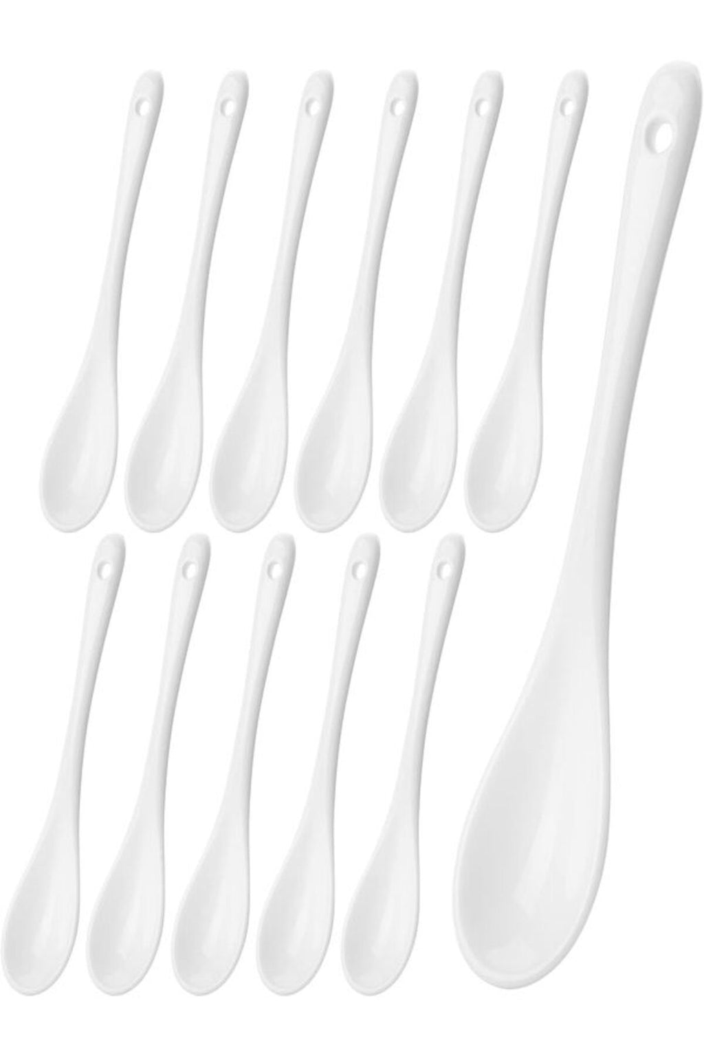 Anında Kapımda | 12’li Porselen Çay Kaşığı Seti – Beyaz Seramik Tatlı, Kahve ve Dondurma Kaşıkları