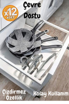 Anında Kapımda | 12’li Kalın Çizdirmez Tencere, Tava ve Borcam Koruyucu Elyaf Keçe 30x30