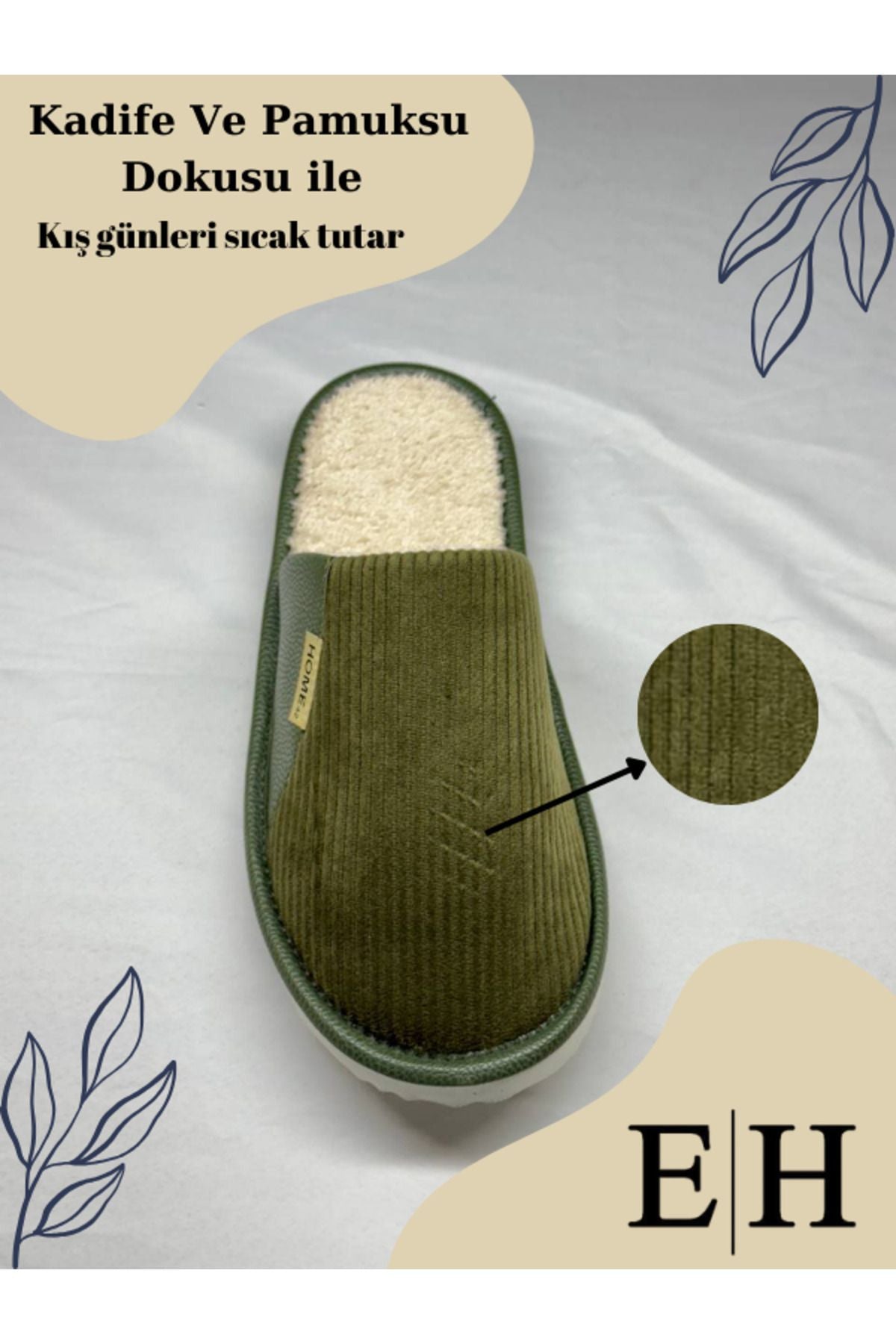 Anında Kapımda | Unisex Kadife Deri Detaylı EVA Taban Ev Terliği – Rahat, Hafif ve Şık Tasarım