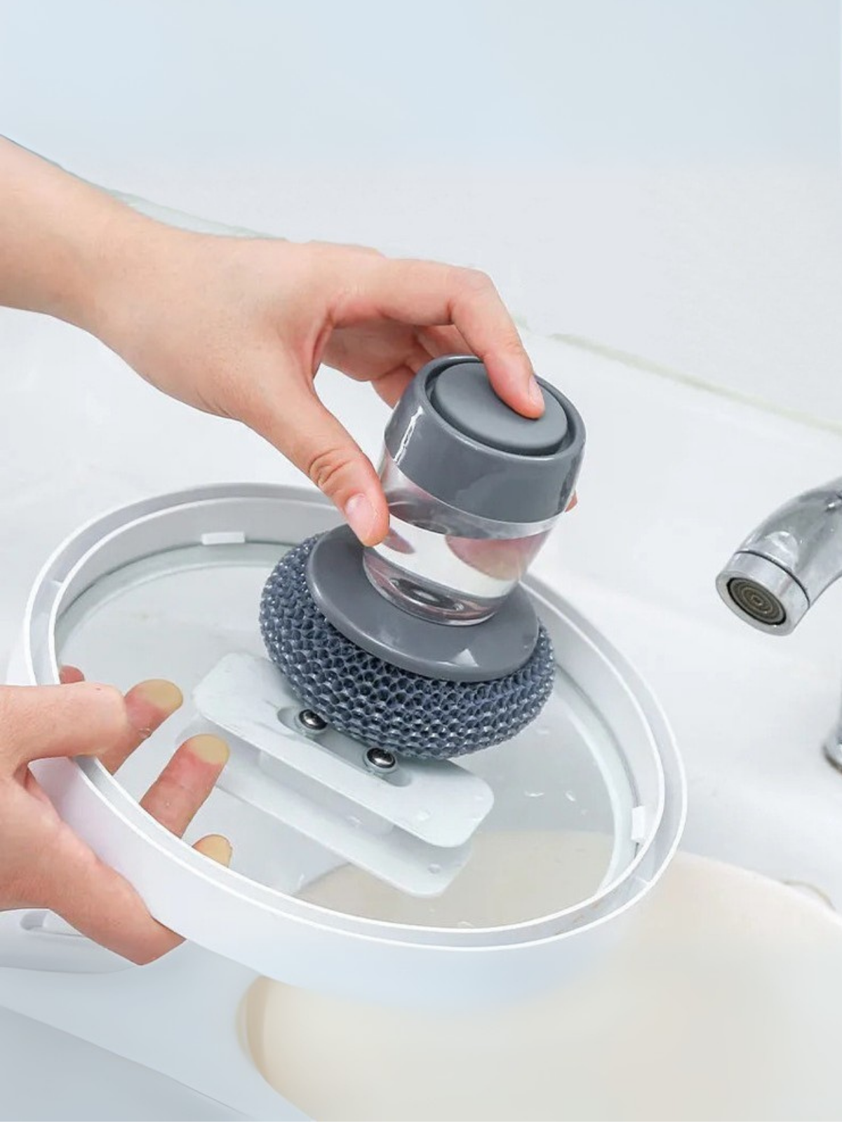 Anında Kapımda | Deterjan Hazneli Sihirli Bulaşık Teli Paslanmaz Pratik Temizleme Teli Mutfak Banyo Lavabo Temizliği