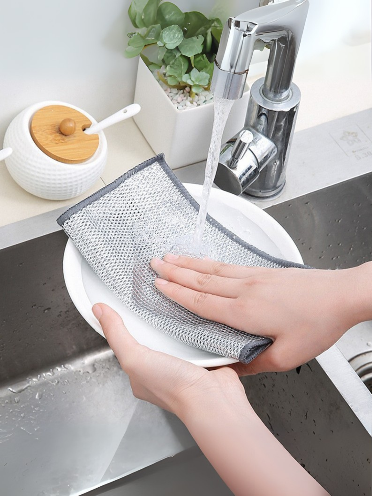 Anında Kapımda | 10’lu Highqual Inox Çok Amaçlı Tel Çizmez Bulaşık Bezi Dayanıklı Temizlik Bezi 20x20