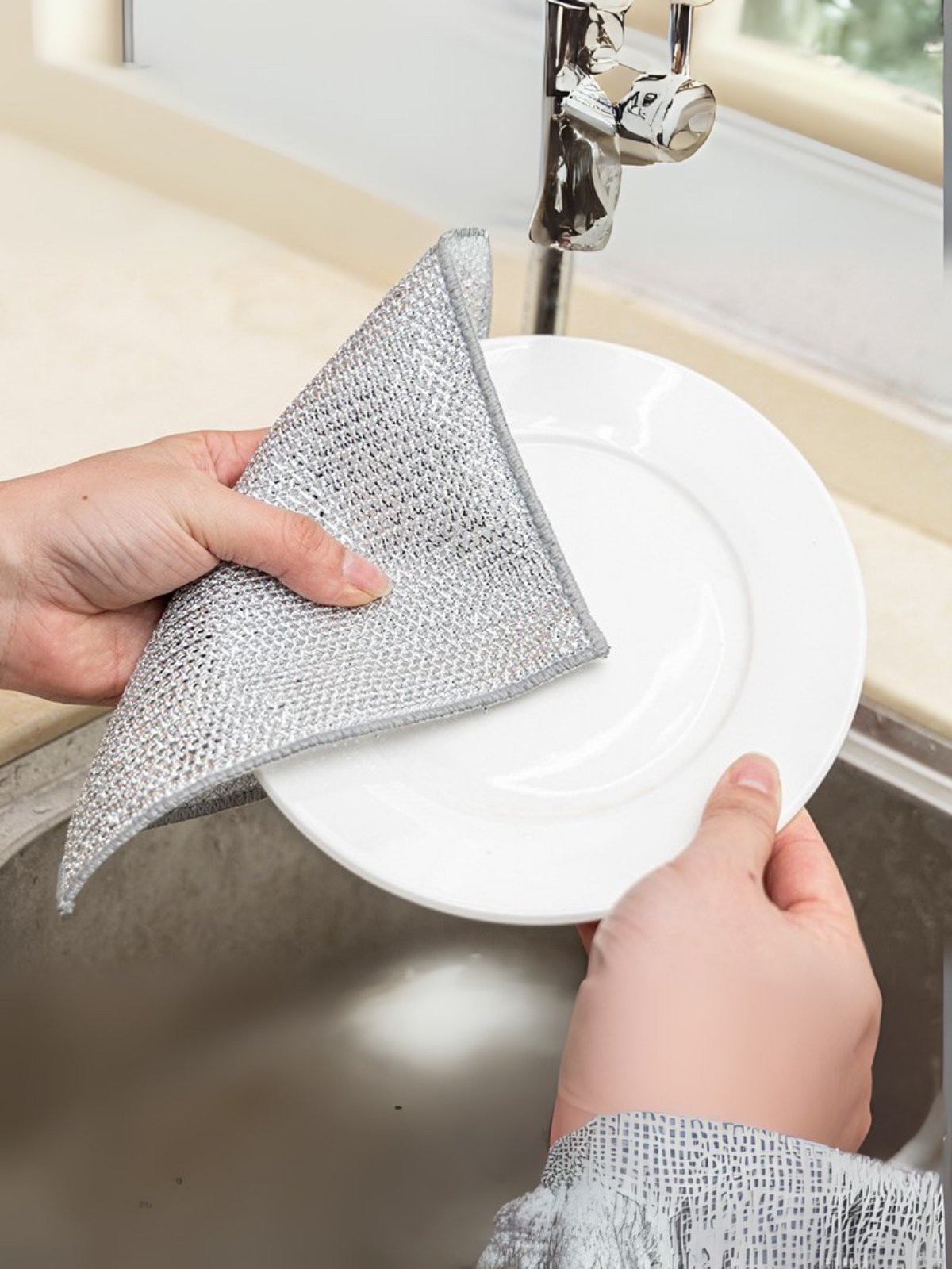 Anında Kapımda | 10’lu Highqual Inox Çok Amaçlı Tel Çizmez Bulaşık Bezi Dayanıklı Temizlik Bezi 20x20